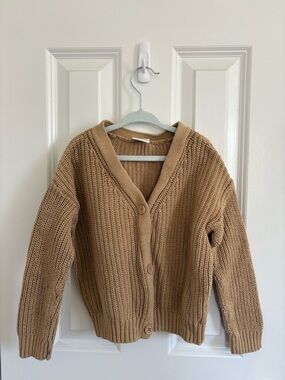 Women's Chunky Rib-Knit Button Cardigan - Camel